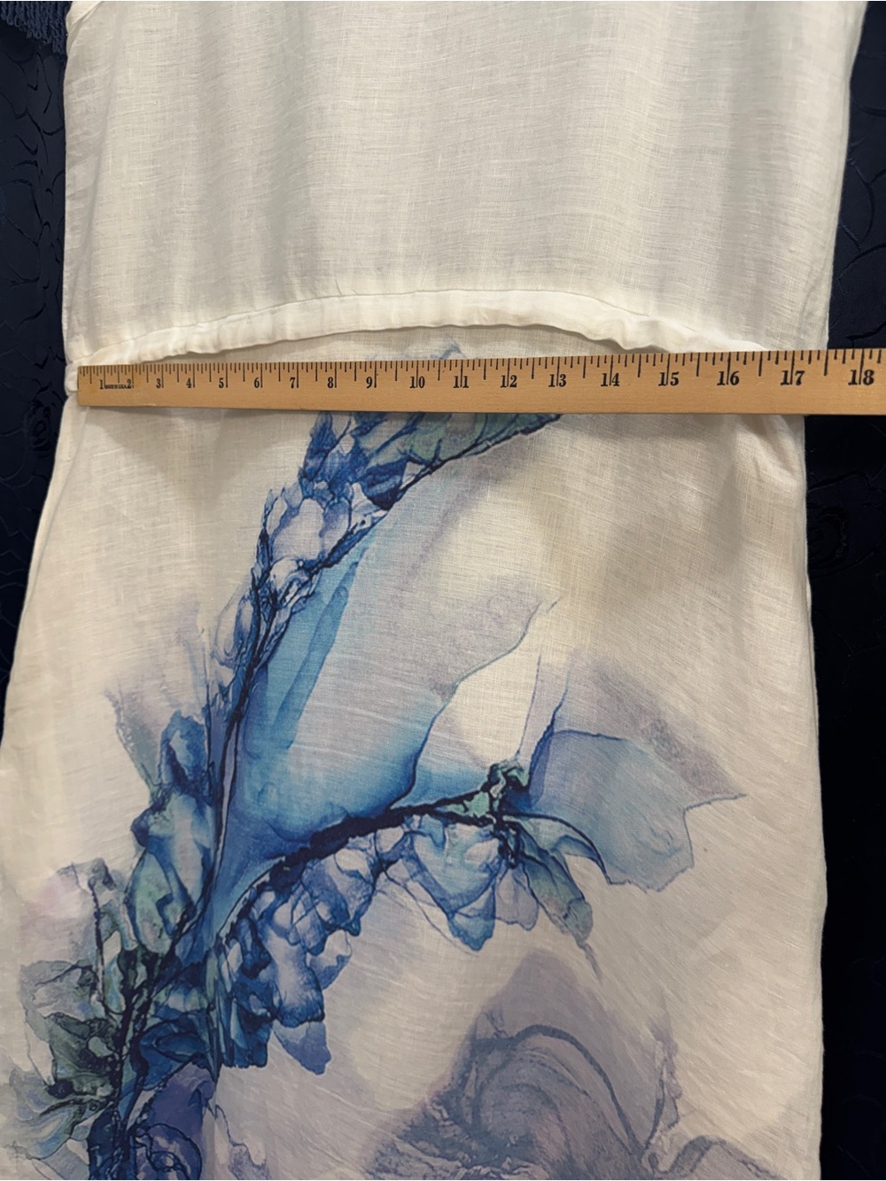 Luukaa 100% Linen Abstract Blue & White Floral Sleeveless Maxi Dress US 8 - Picture 8 of 12